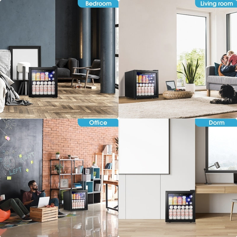 Getränkekühlschrank (1,3 Kubikfuß) – Mini-Kühlschrank für 48 Dosen und 12 Flaschen, Glastür, elektronische Touch-Steuerung