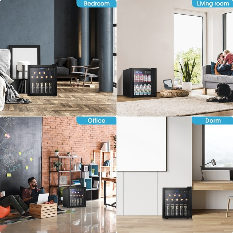 Getränkekühlschrank (1,3 Kubikfuß) – Mini-Kühlschrank für 48 Dosen und 12 Flaschen, Glastür, Drehknopfsteuerung