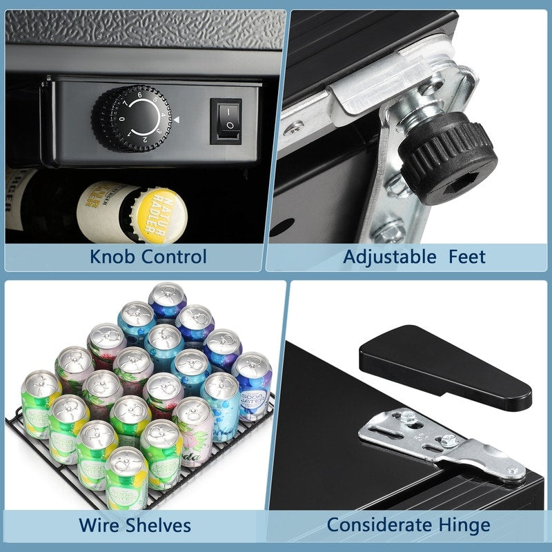 Getränkekühlschrank (1,3 Kubikfuß) – Mini-Kühlschrank für 48 Dosen und 12 Flaschen, Glastür, Drehknopfsteuerung