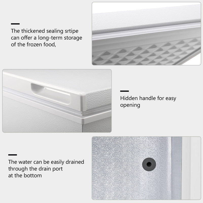 Gefriertruhe mit 1,8 Kubikfuß Nutzinhalt, herausnehmbarem Korb, Bodenablauf, 7-stufigem Thermostat und freistehendem Design für Haus und Wohnung