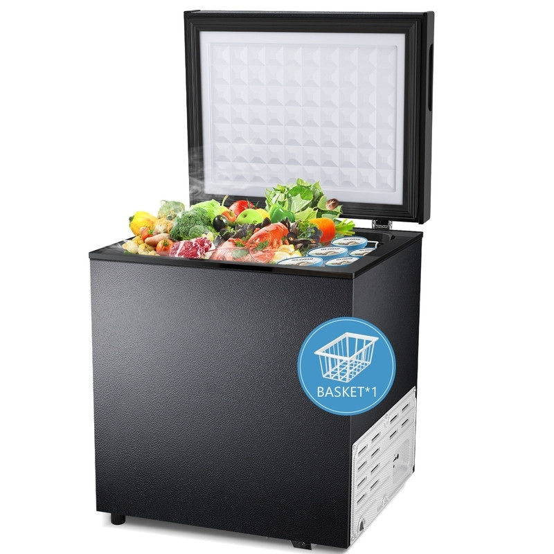 Gefriertruhe mit 1,8 Kubikfuß Nutzinhalt, herausnehmbarem Korb, Bodenablauf, 7-stufigem Thermostat und freistehendem Design für Haus und Wohnung