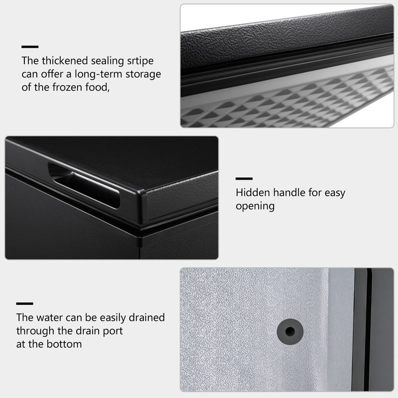 Gefriertruhe mit 1,8 Kubikfuß Nutzinhalt, herausnehmbarem Korb, Bodenablauf, 7-stufigem Thermostat und freistehendem Design für Haus und Wohnung
