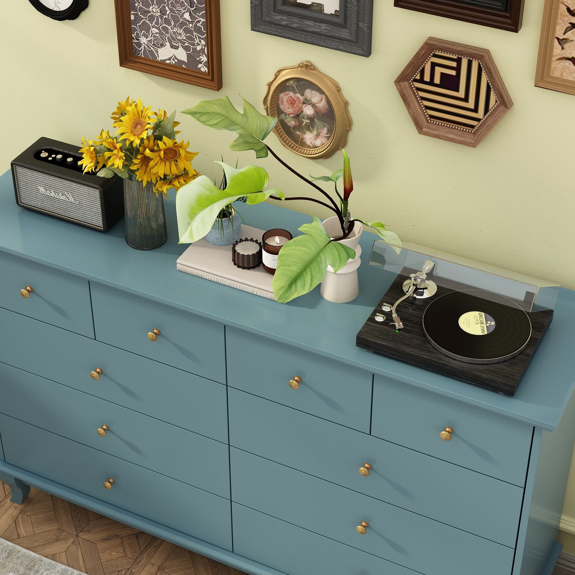 Doppelkommode mit 10 Schubladen für das Schlafzimmer, weiß, viel Stauraum