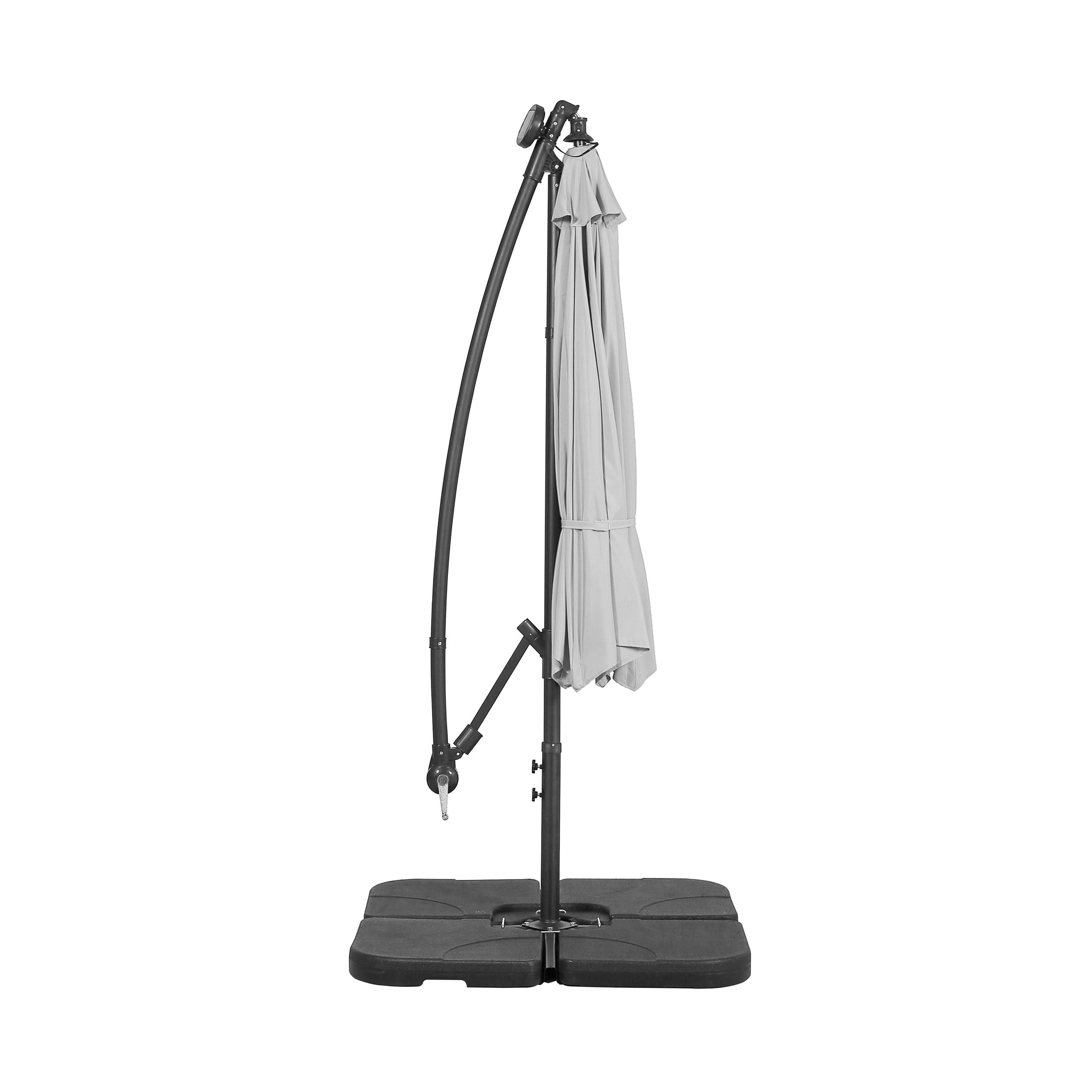 10 Fuß großer, solarbetriebener, beleuchteter Sonnenschirm mit Ständer