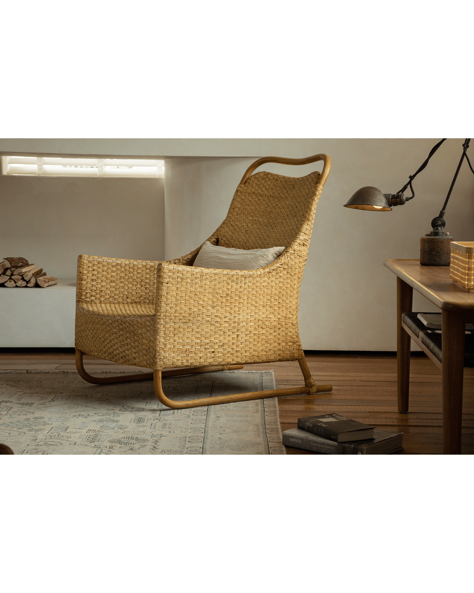 Schlitten-Loungesessel aus Rattan