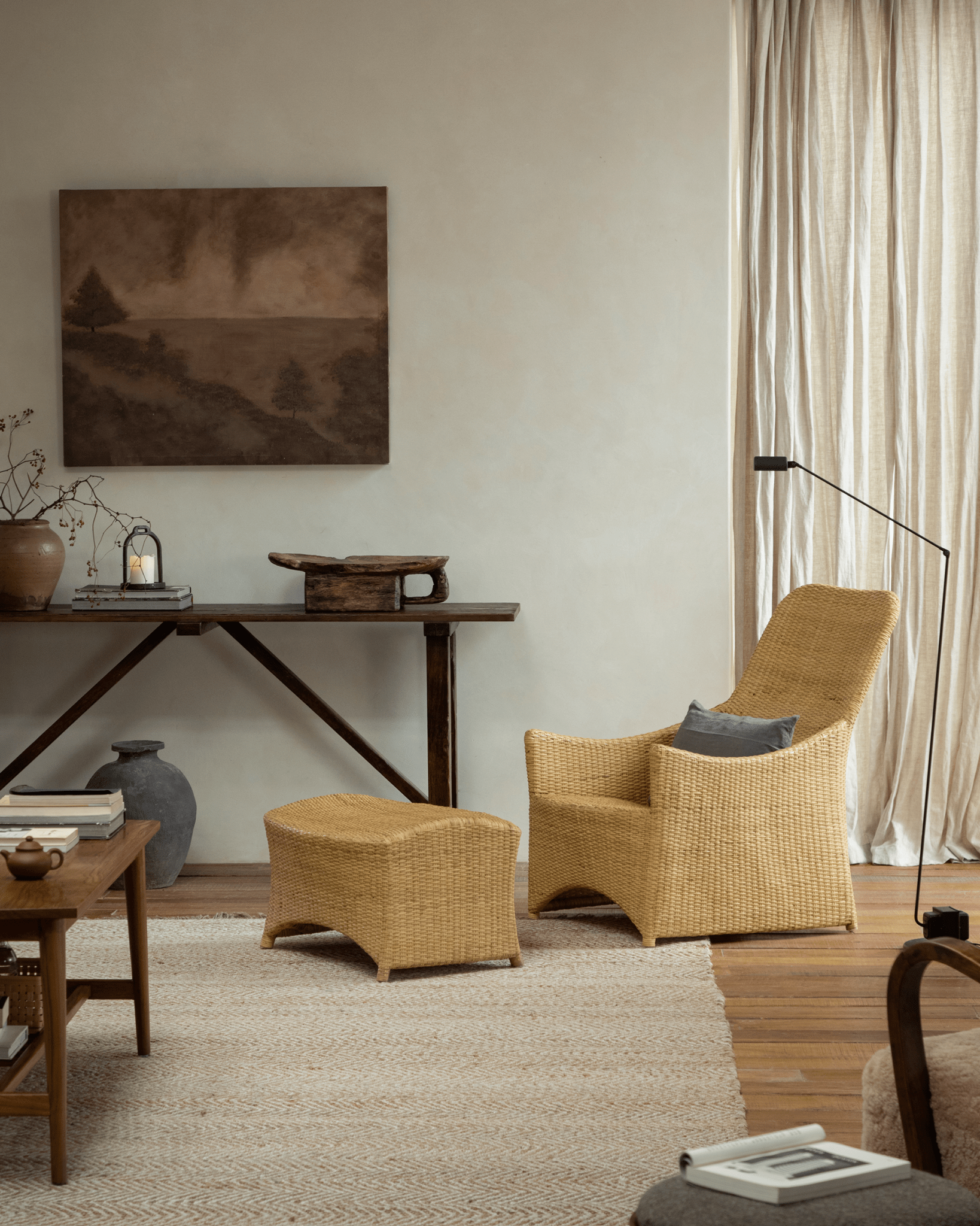 Gleit-Loungesessel aus Rattan