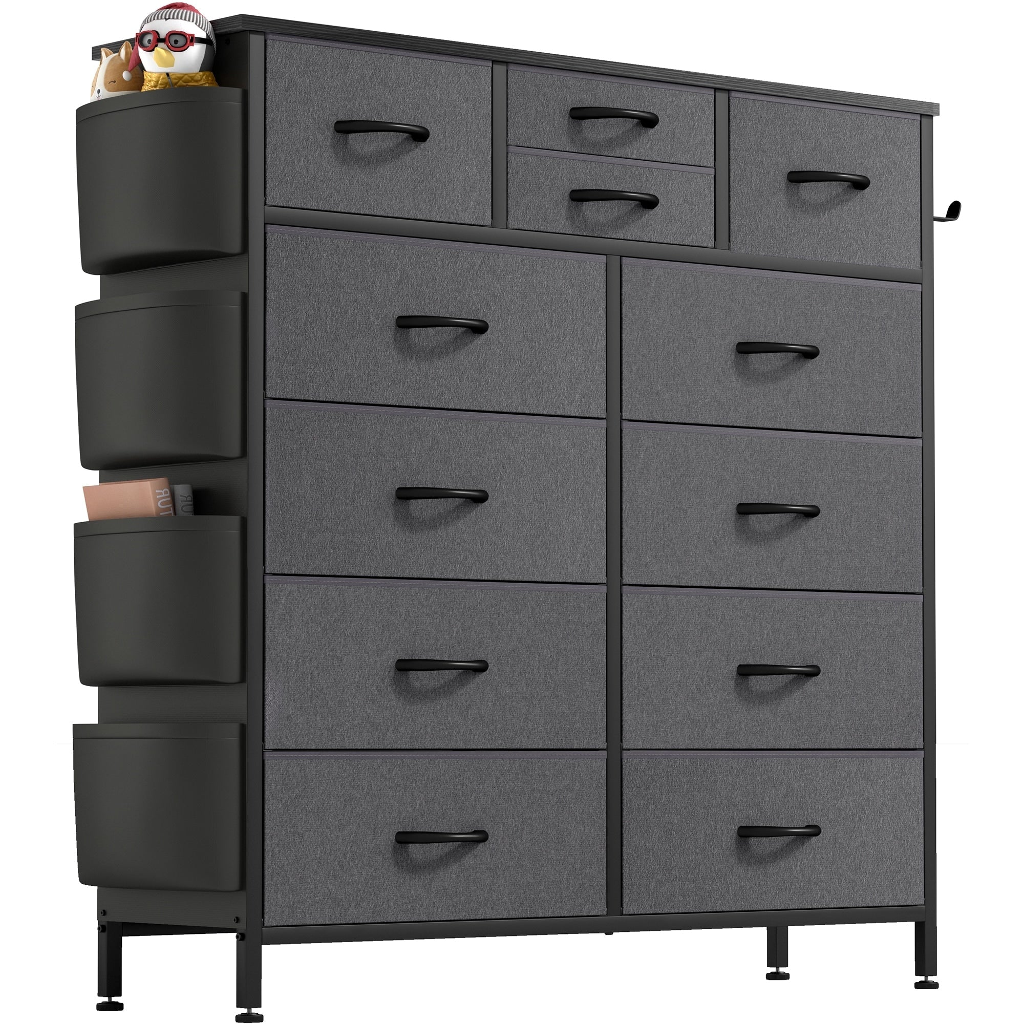 Kommode mit 12 Schubladen, hohe Stoffkommoden für das Schlafzimmer