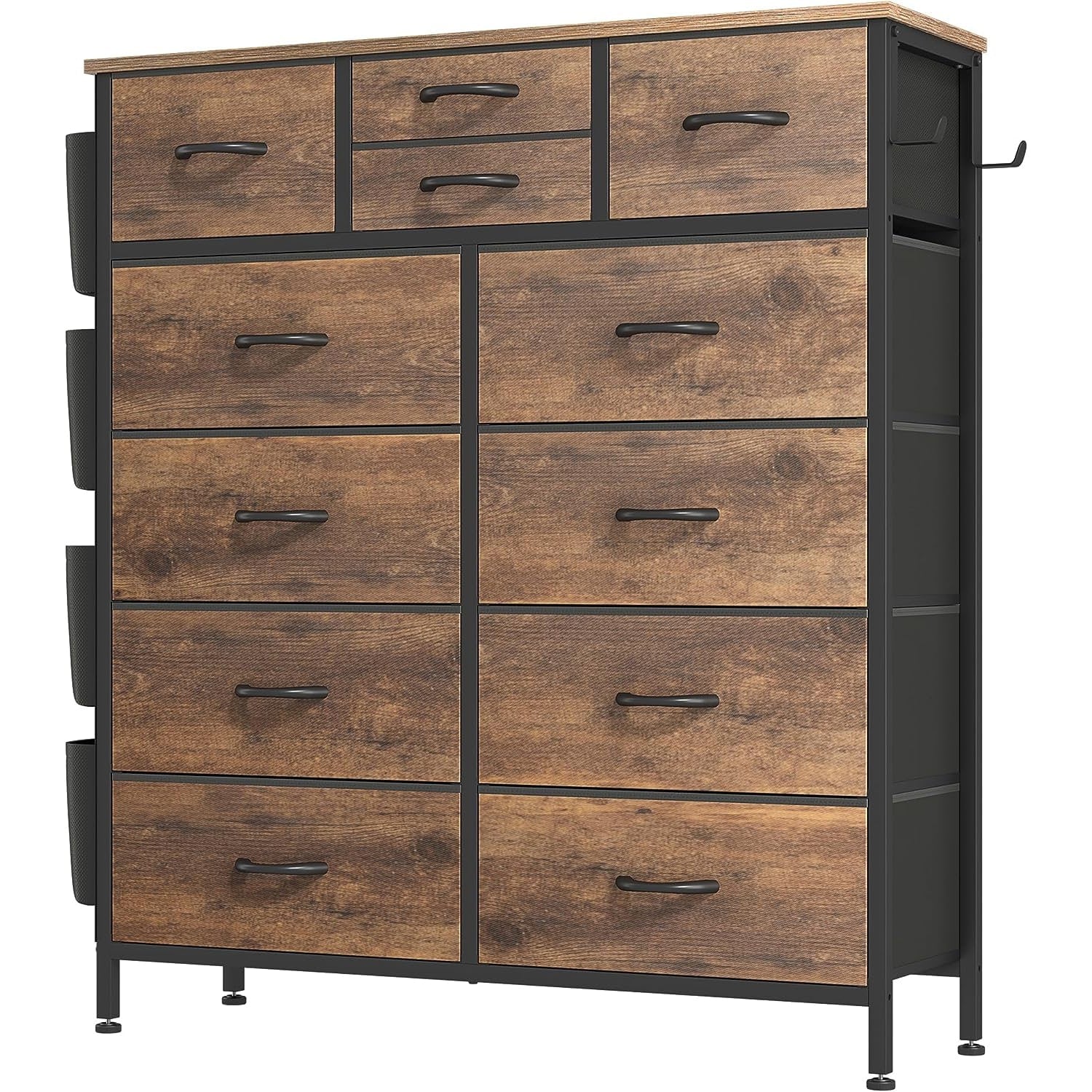 Kommode mit 12 Schubladen, hohe Stoffkommoden für das Schlafzimmer