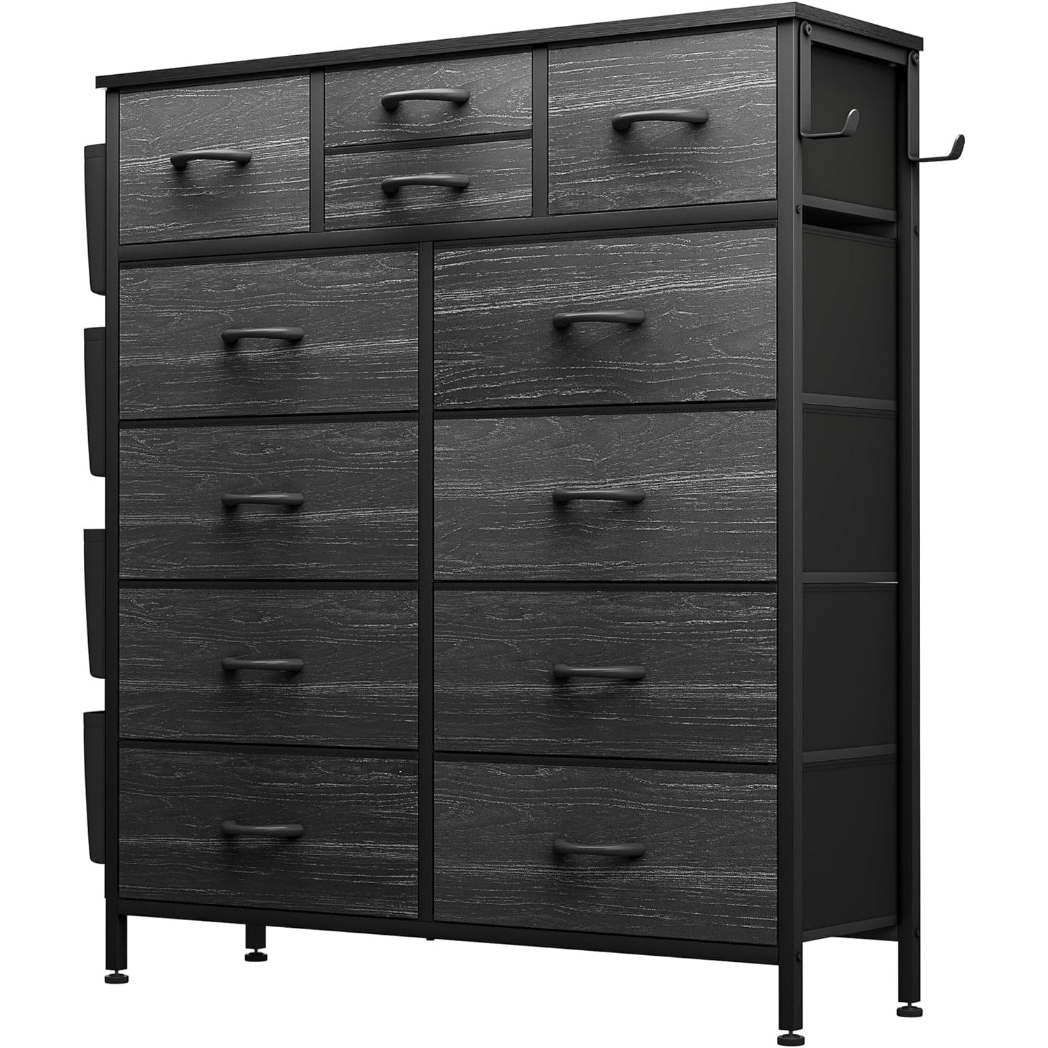 Kommode mit 12 Schubladen, hohe Stoffkommoden für das Schlafzimmer