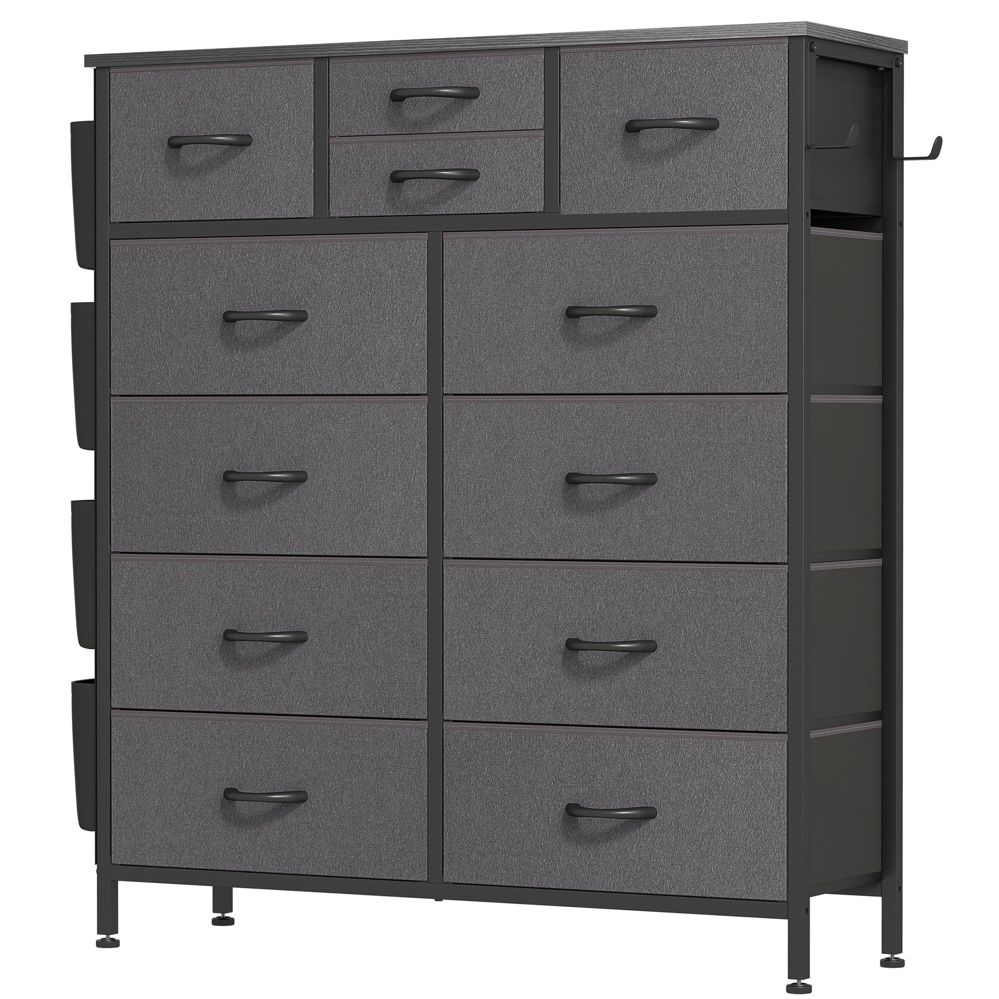 Kommode mit 12 Schubladen, hohe Stoffkommoden für das Schlafzimmer