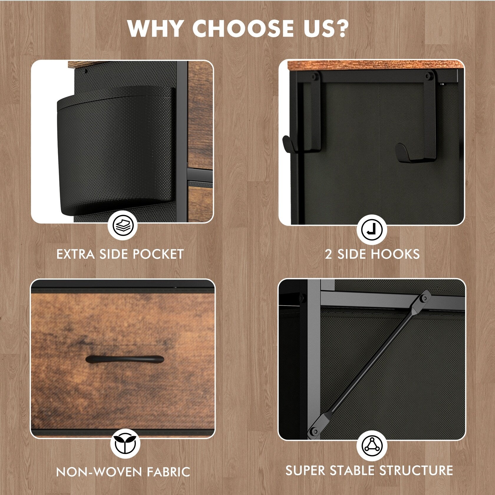 Kommode mit 12 Schubladen, hohe Stoffkommoden für das Schlafzimmer