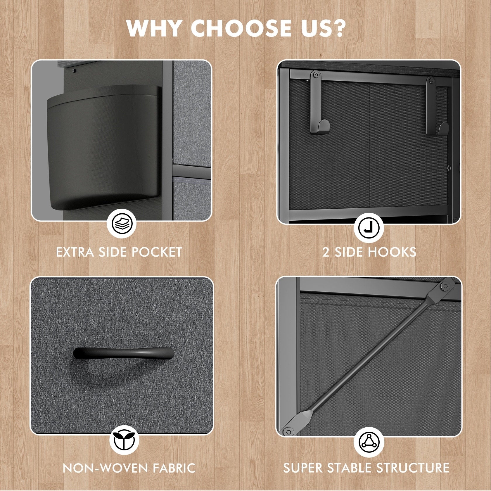 Kommode mit 12 Schubladen, hohe Stoffkommoden für das Schlafzimmer