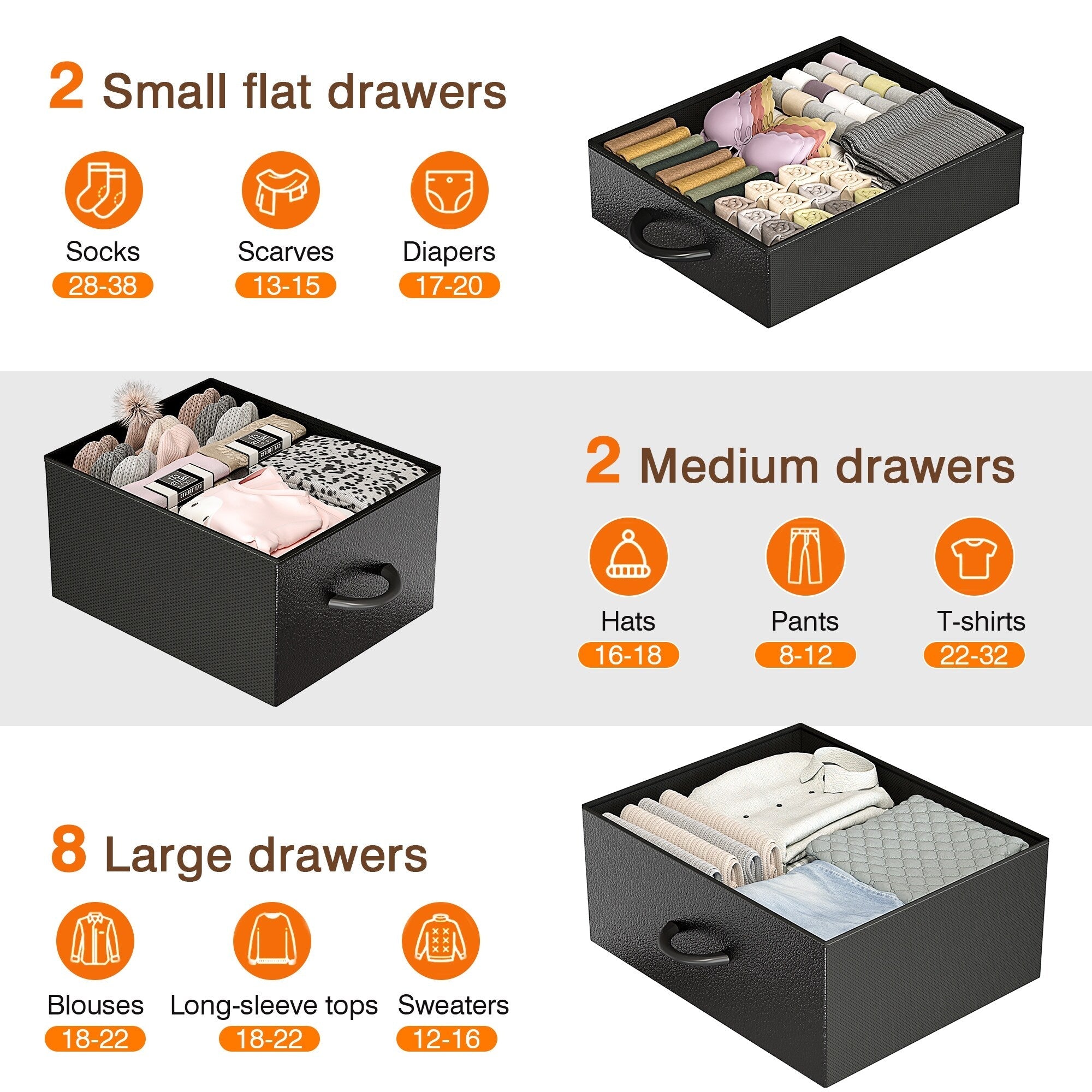 Kommode mit 12 Schubladen, hohe Stoffkommoden für das Schlafzimmer