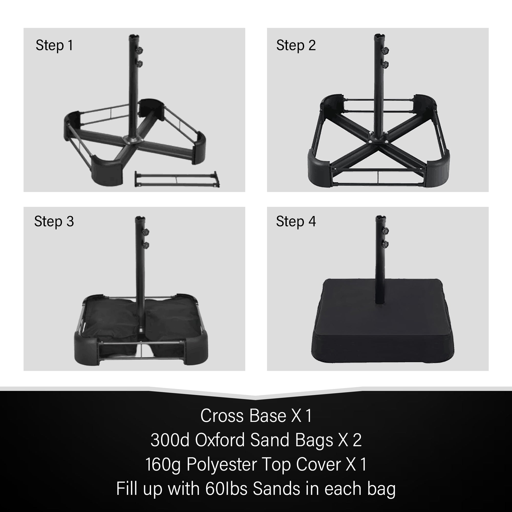 15 Fuß großer, rechteckiger, doppelseitiger Marktschirm mit Kurbelmechanismus, solarbetrieben mit LED-Beleuchtung und inklusive Ständer.