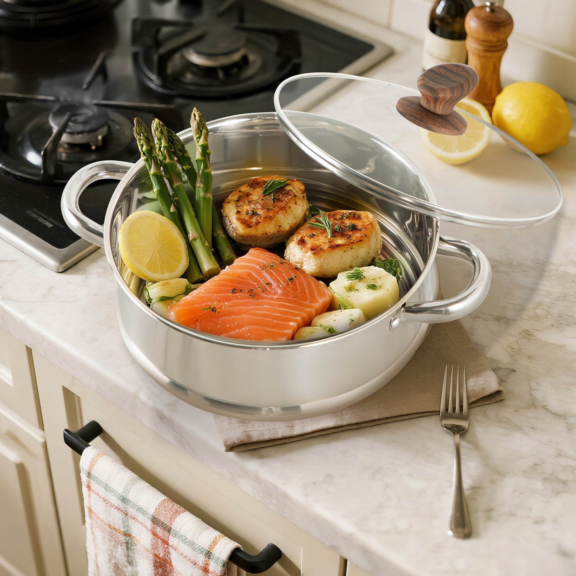 17-teiliges Küchen-Granit-Kochgeschirr-Set, Antihaft-Kochtopf- und Pfannenset