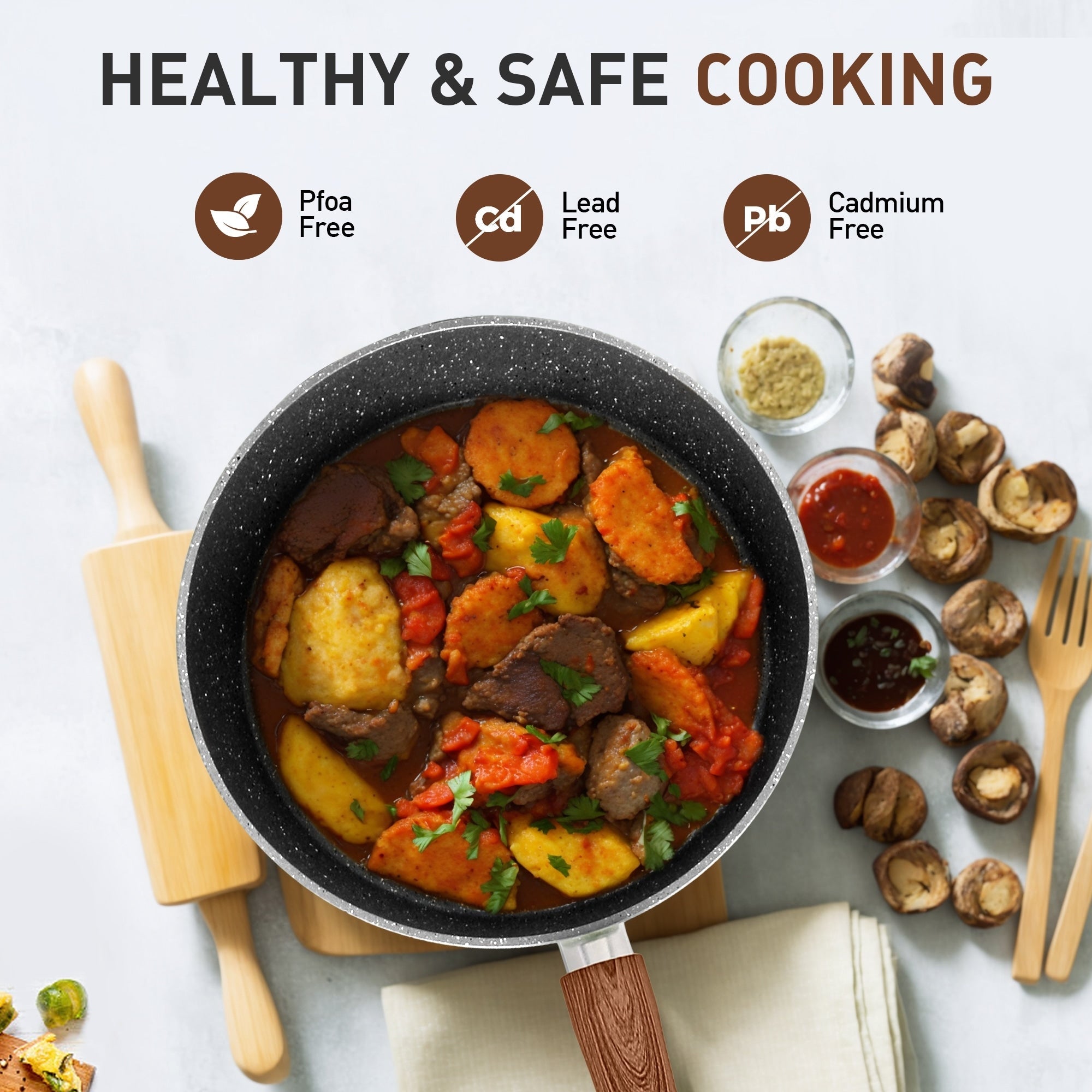 17-teiliges Küchen-Granit-Kochgeschirr-Set, Antihaft-Kochtopf- und Pfannenset