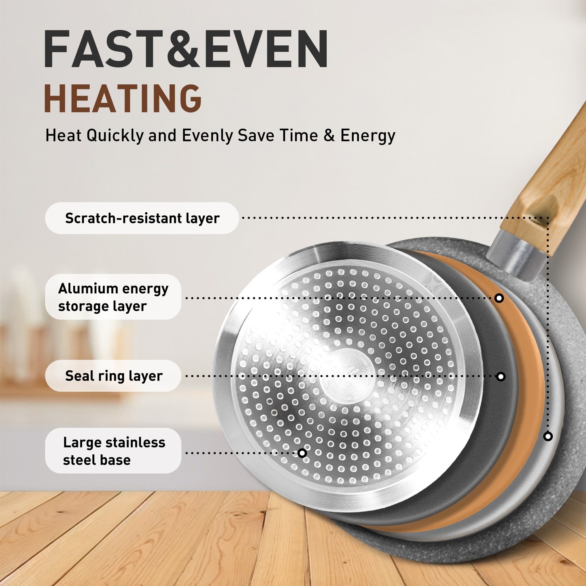 17-teiliges Küchen-Granit-Kochgeschirr-Set, Antihaft-Kochtopf- und Pfannenset