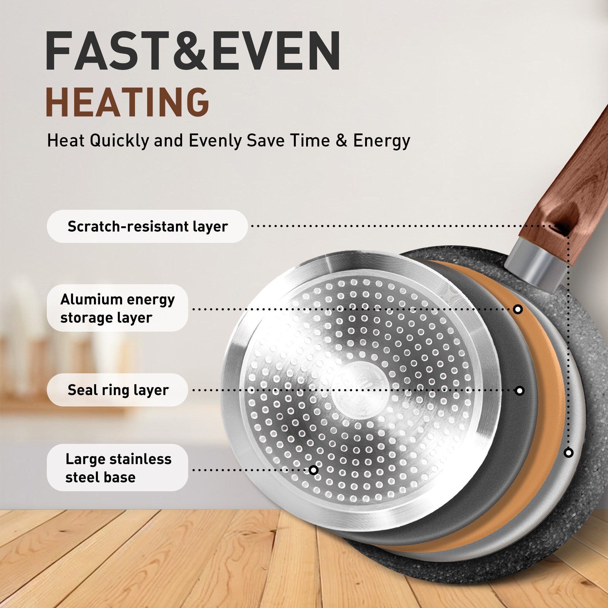 17-teiliges Küchen-Granit-Kochgeschirr-Set, Antihaft-Kochtopf- und Pfannenset