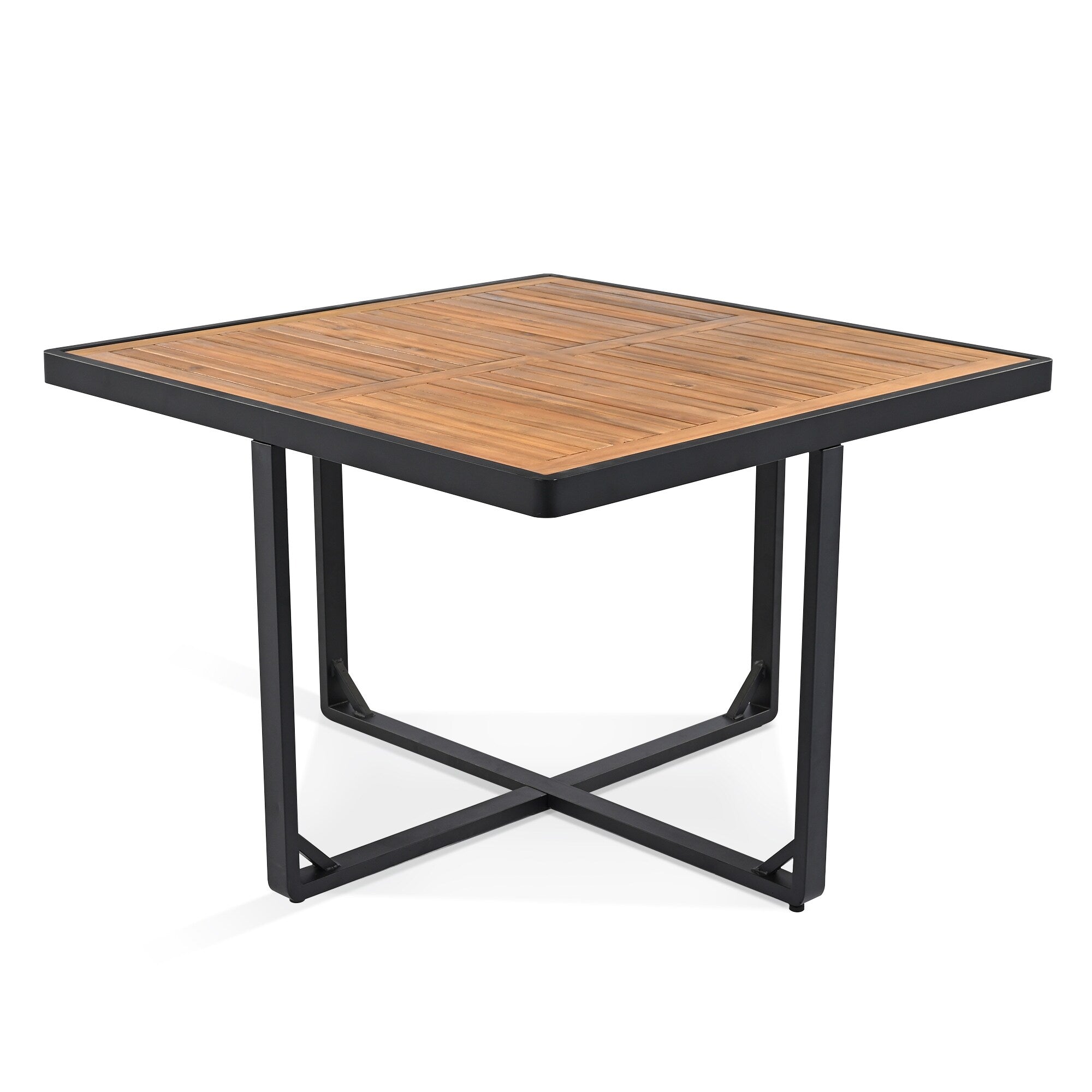 18-teiliges Essset aus Akazienholz für die Terrasse, bestehend aus 8 gepolsterten Stühlen, 8 Hockern und 2 quadratischen Tischen