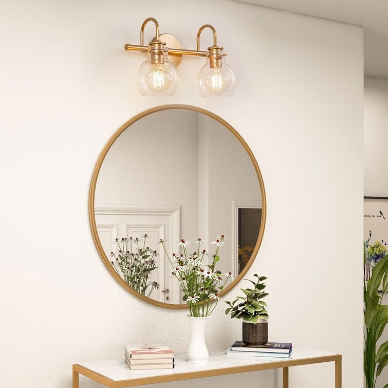 2/3-flammige Badezimmer-Wandleuchte mit Glasschirm