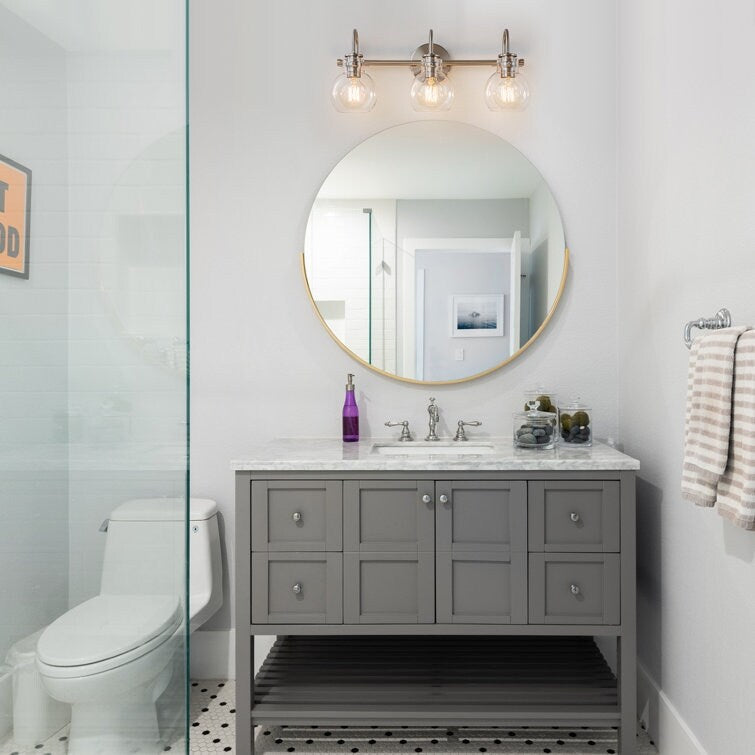 2/3-flammige Badezimmer-Wandleuchte mit Glasschirm