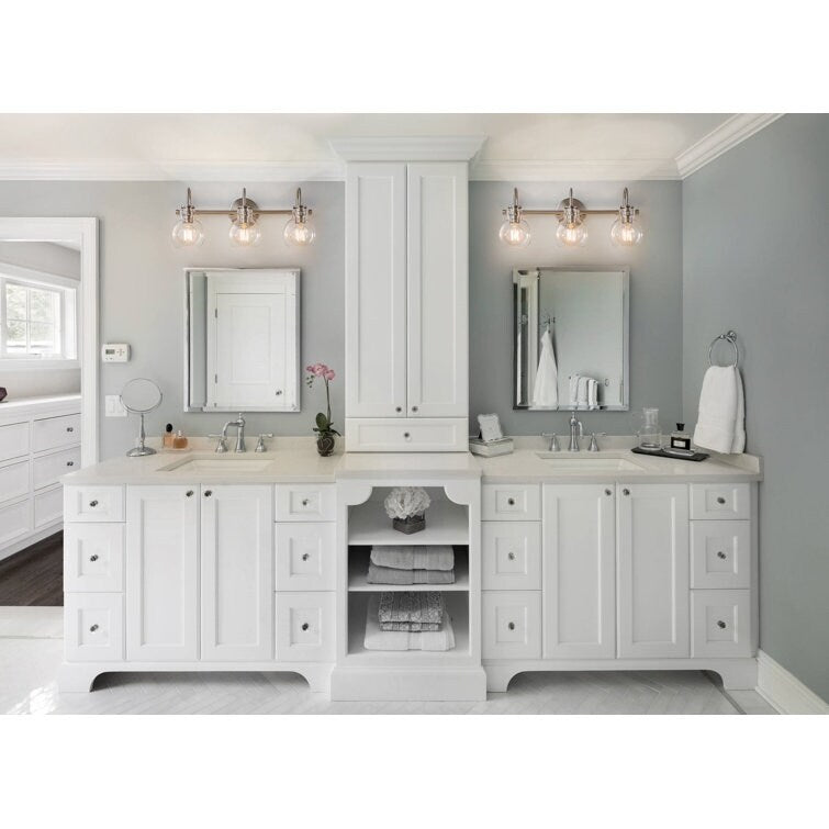 2/3-flammige Badezimmer-Wandleuchte mit Glasschirm