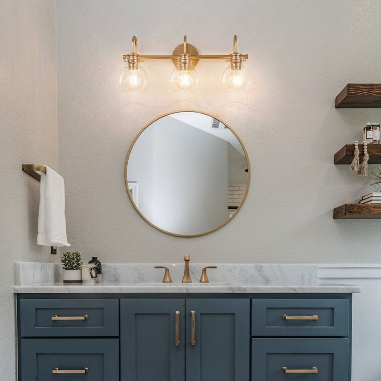 2/3-flammige Badezimmer-Wandleuchte mit Glasschirm