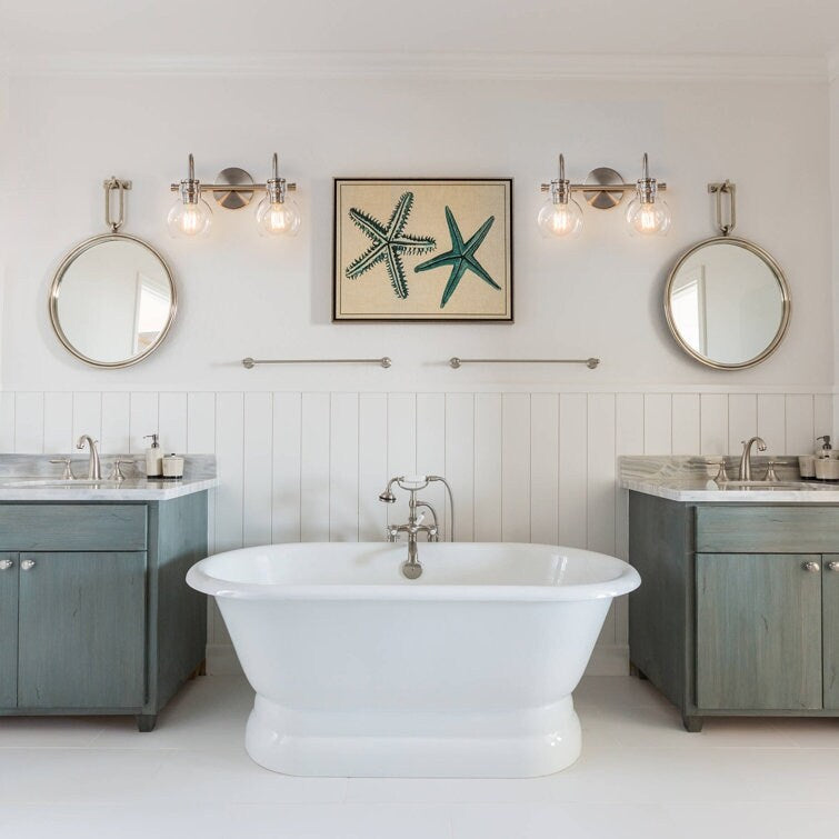 2/3-flammige Badezimmer-Wandleuchte mit Glasschirm