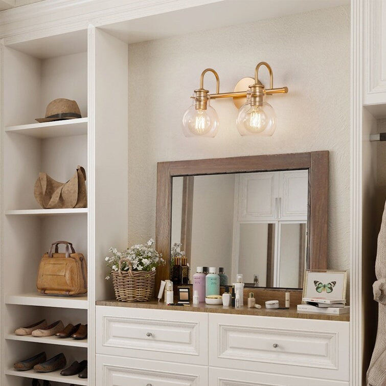 2/3-flammige Badezimmer-Wandleuchte mit Glasschirm