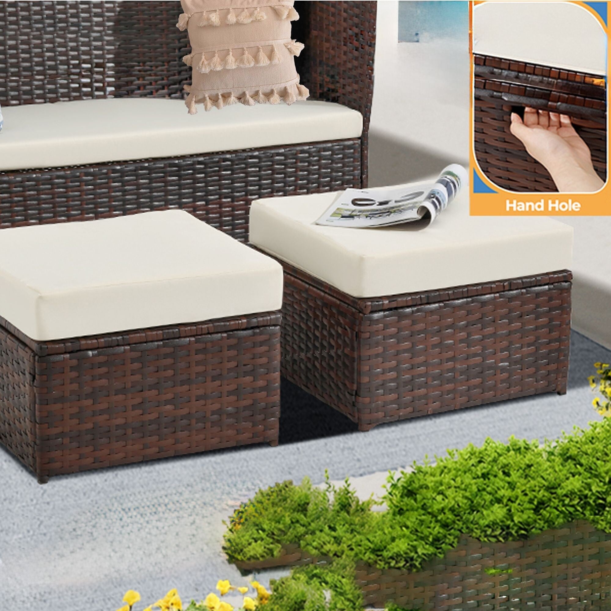 2er-Set Gartenhocker aus Rattan – Sonderangebot