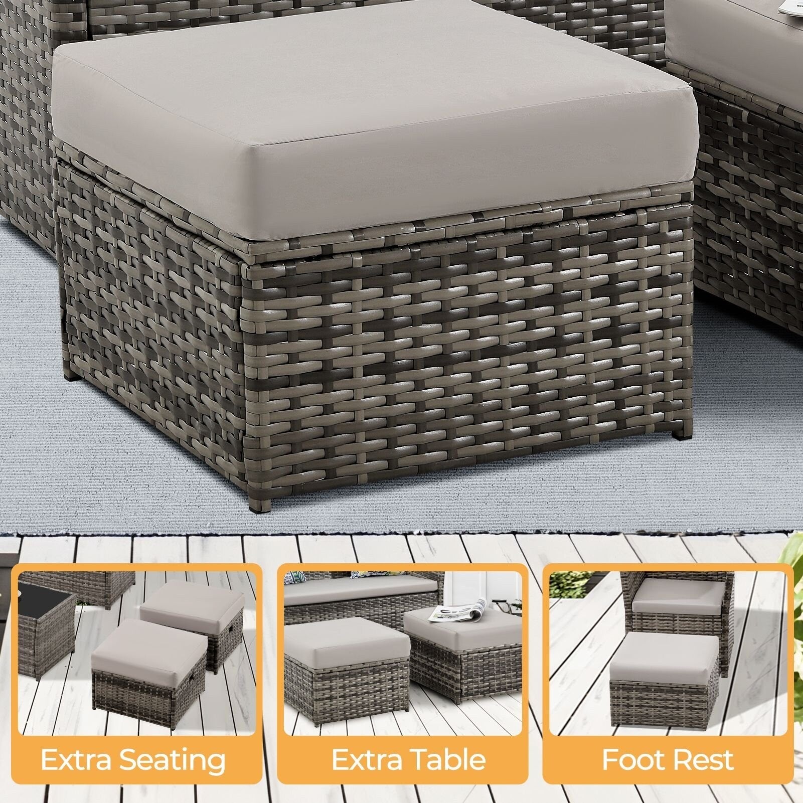 2er-Set Gartenhocker aus Rattan – Sonderangebot