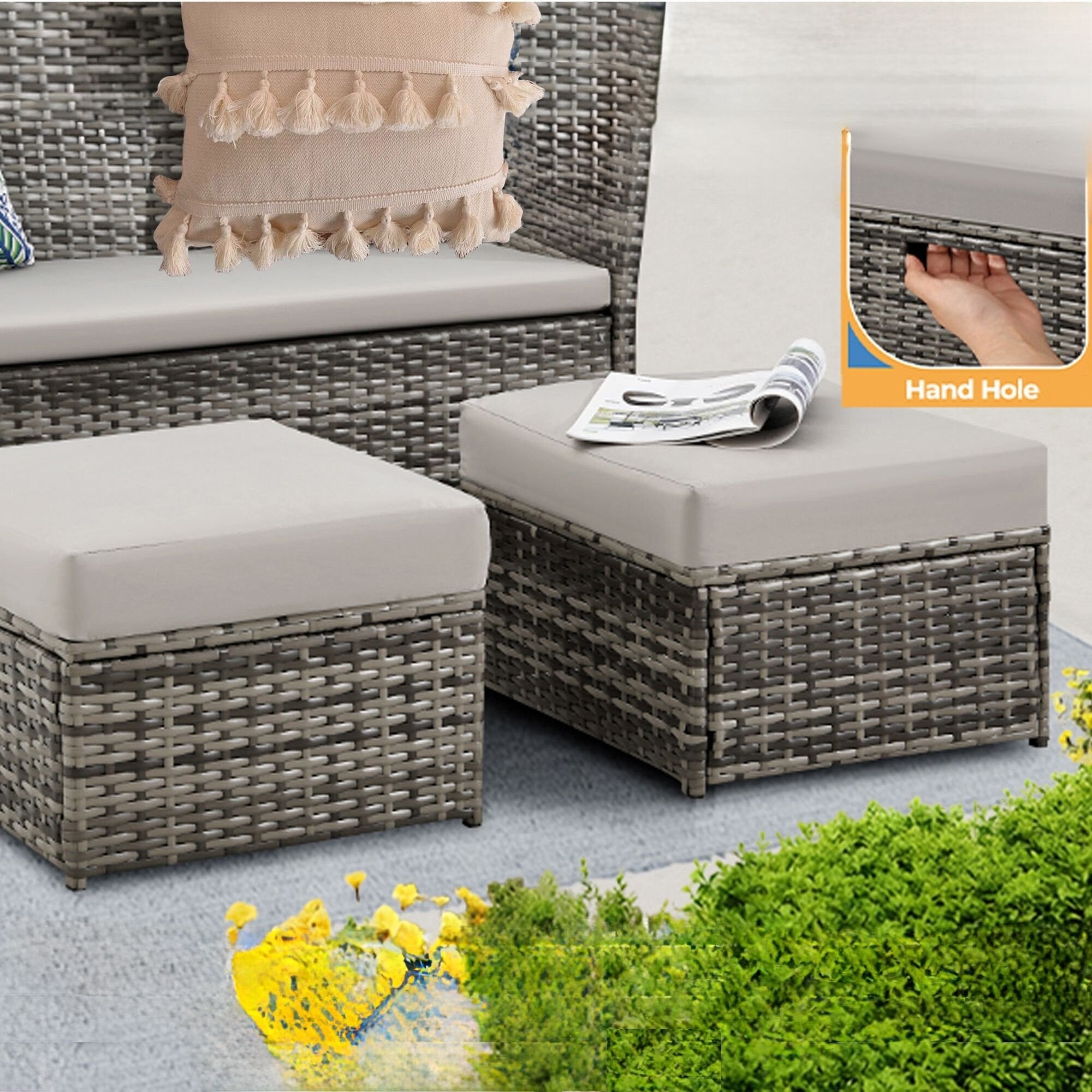 2er-Set Gartenhocker aus Rattan – Sonderangebot
