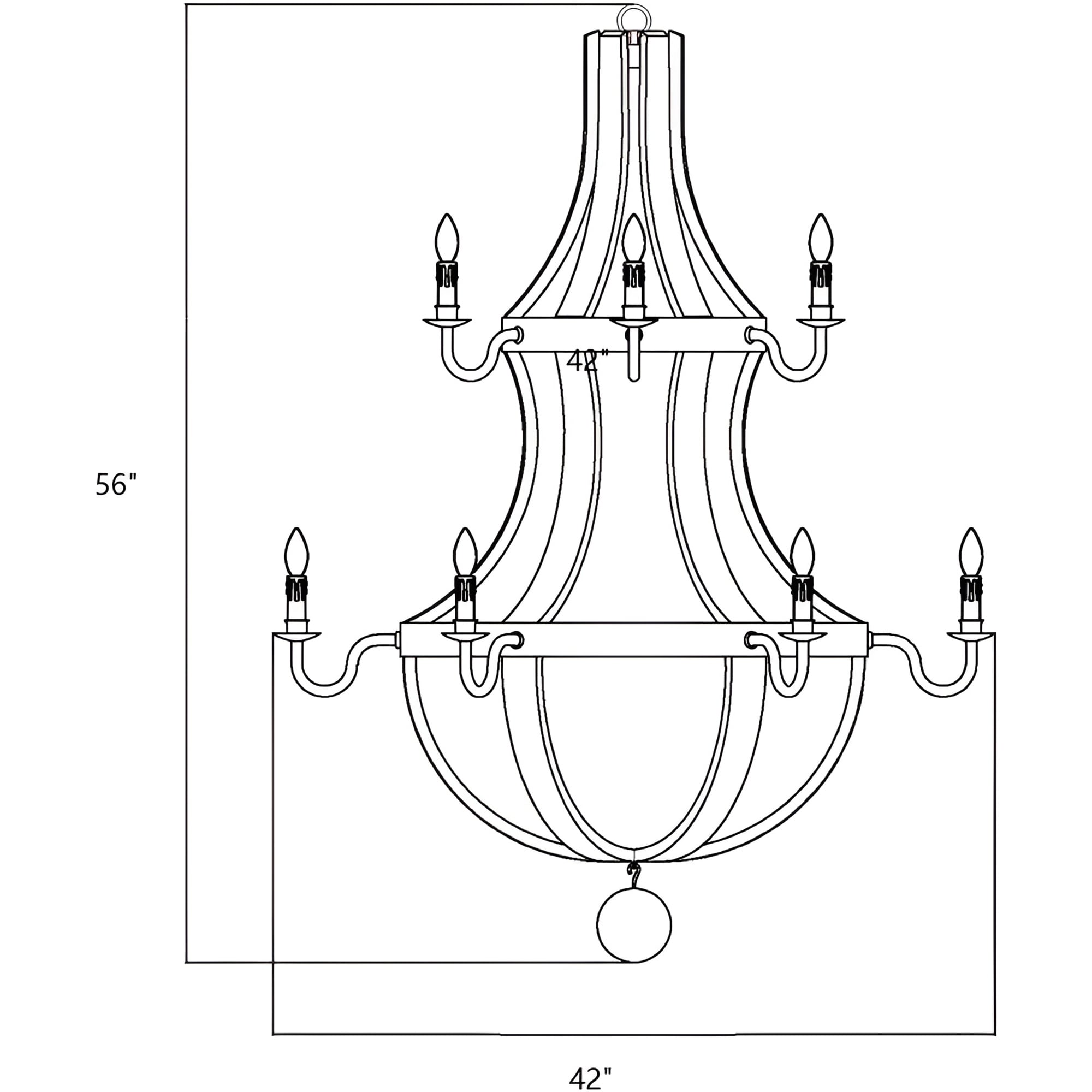 Zweistöckiger Kronleuchter im französischen Landhausstil mit 12 Leuchten in Form eines Weinfasses
