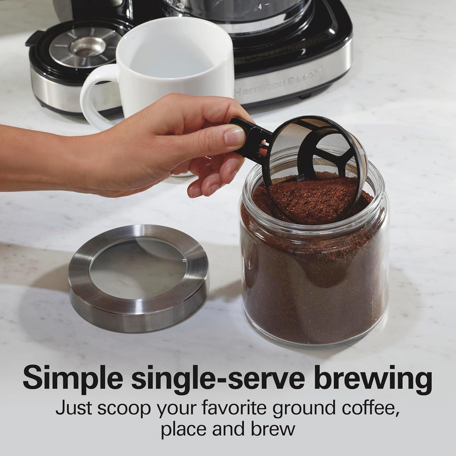 Kaffeemaschine mit 2 Funktionen (12 Tassen & Einzelportionen), Glaskanne, automatische Pausen- und Ausgießfunktion, Schwarz