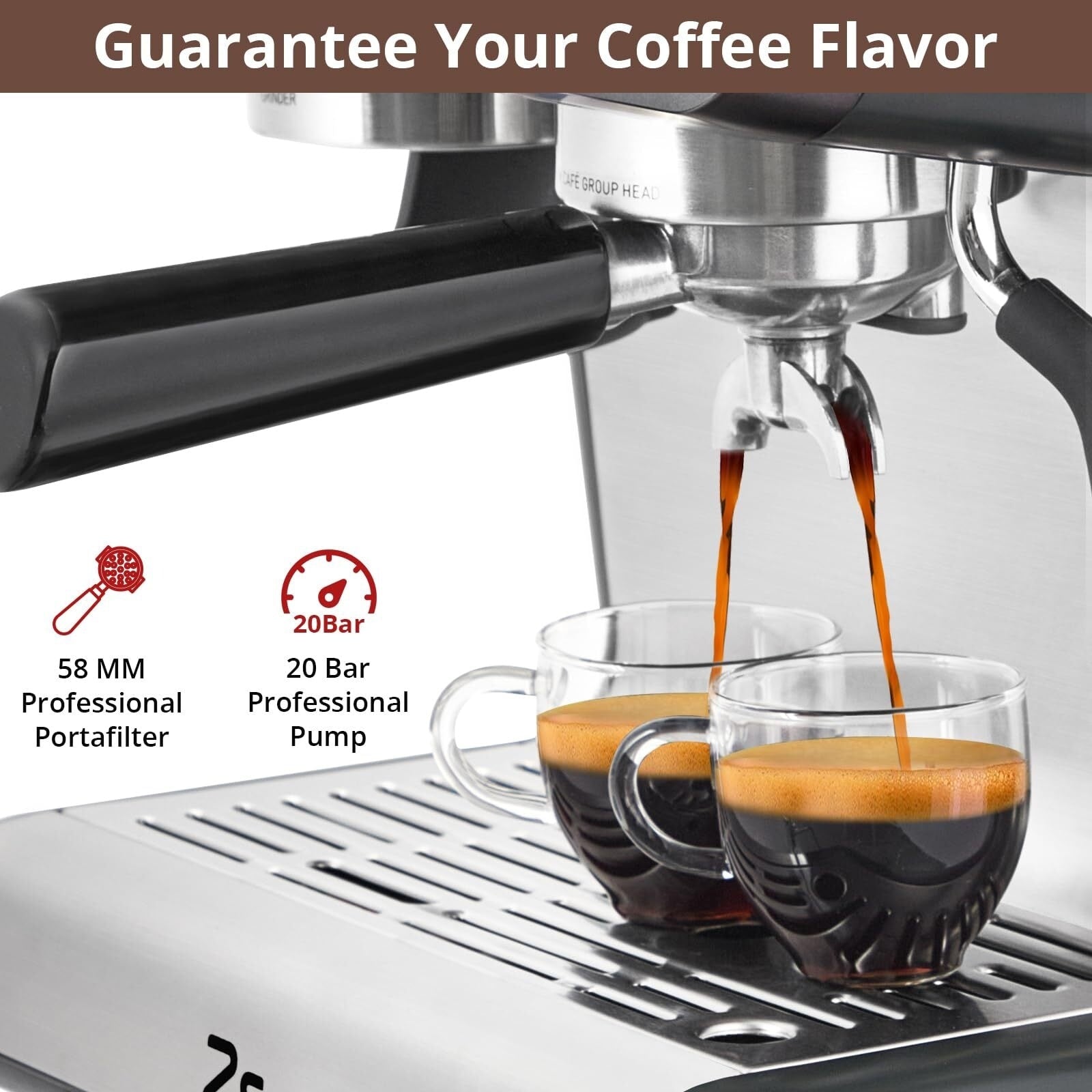 Automatische Espressomaschine mit 20 Bar Druck und Milchaufschäumer für den Heim-Barista