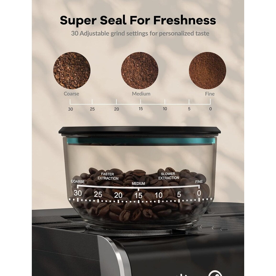 Halbautomatische Espressomaschine (20 Bar) mit Mahlwerk und Milchaufschäumer