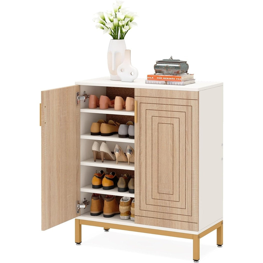 Moderner Schuhschrank mit Türen für 20 Paar Schuhe, 6-stöckiges, freistehendes Schuhregal für den Eingangsbereich