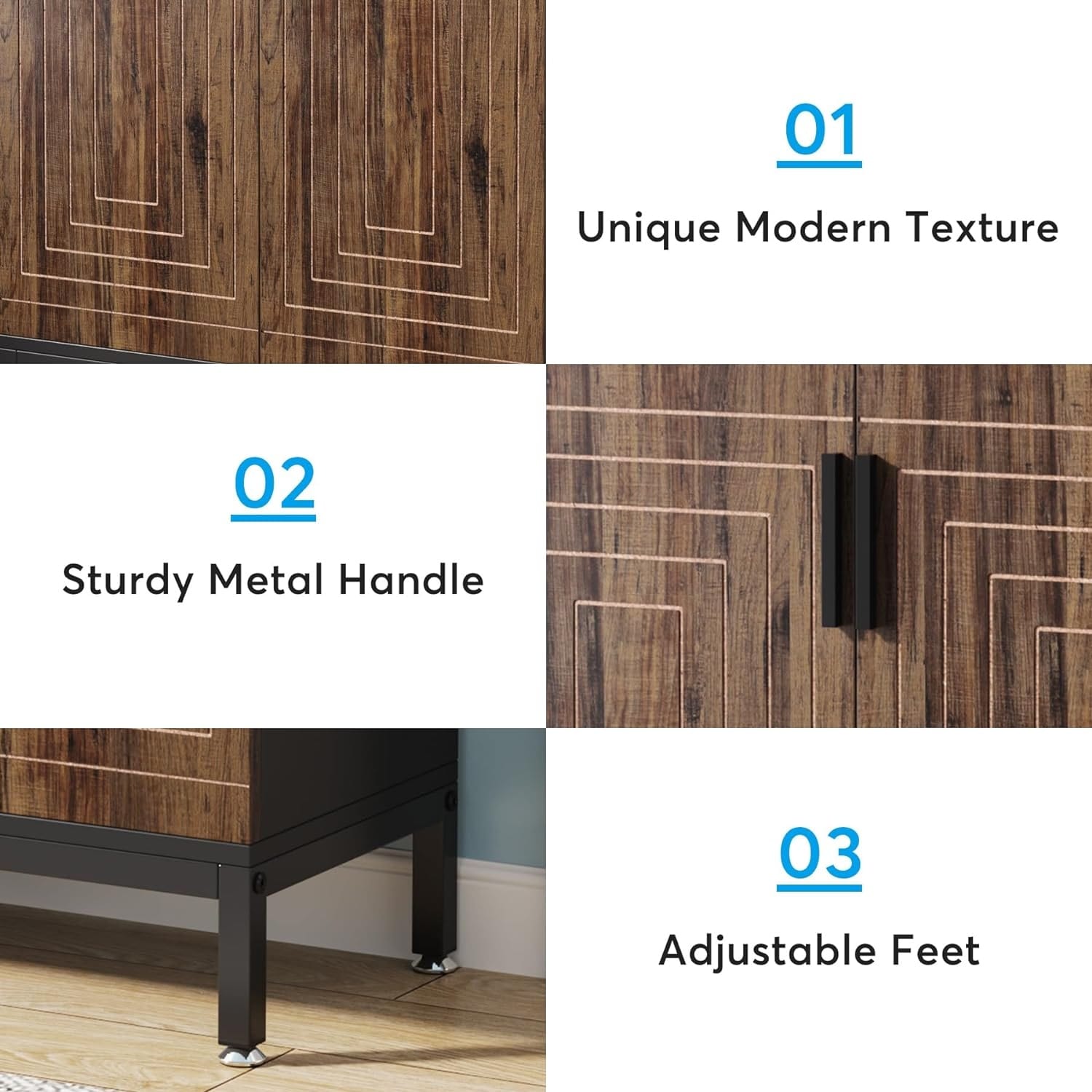 Schuhschrank für 20 Paar Schuhe, 95 cm (37,4 Zoll) hoher, moderner Schuhschrank mit Türen, Weiß & Gold