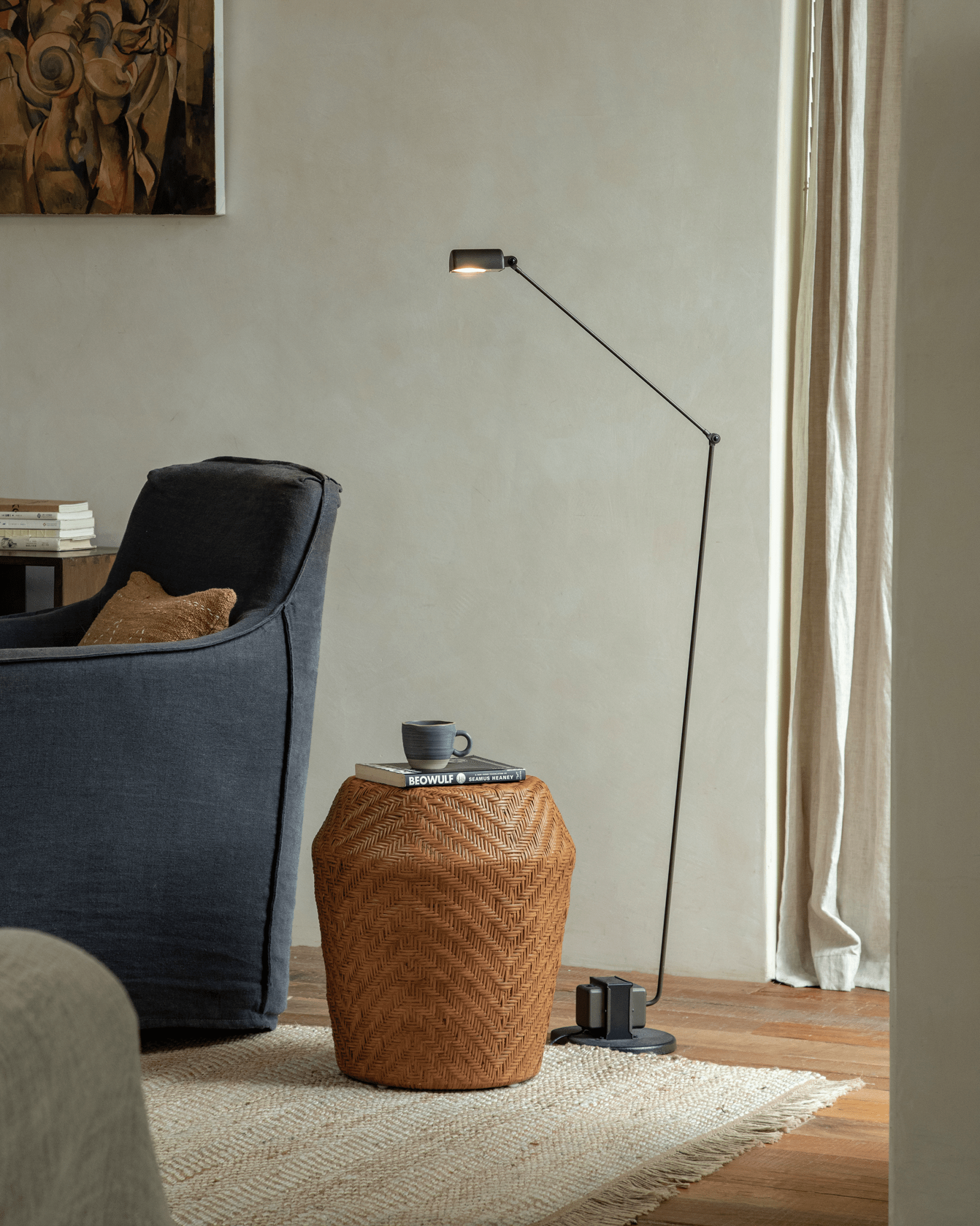 Drum Rattan Side Table