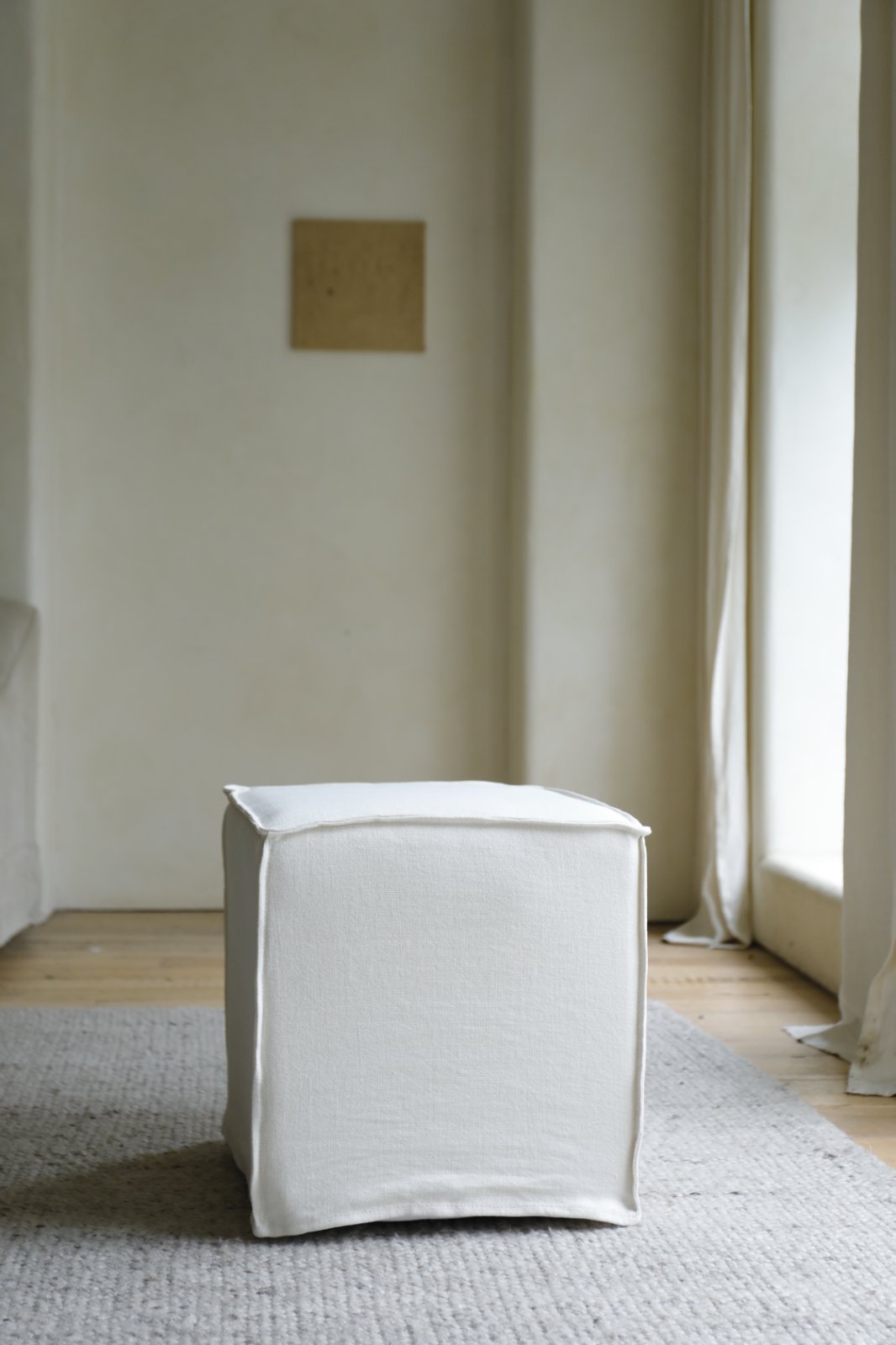 Cube Linen Ottoman