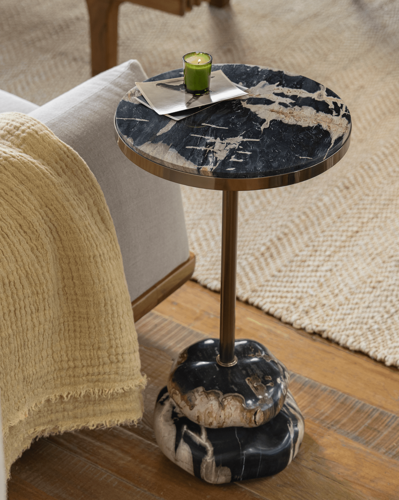 Lolli Petrified Wood Side Table