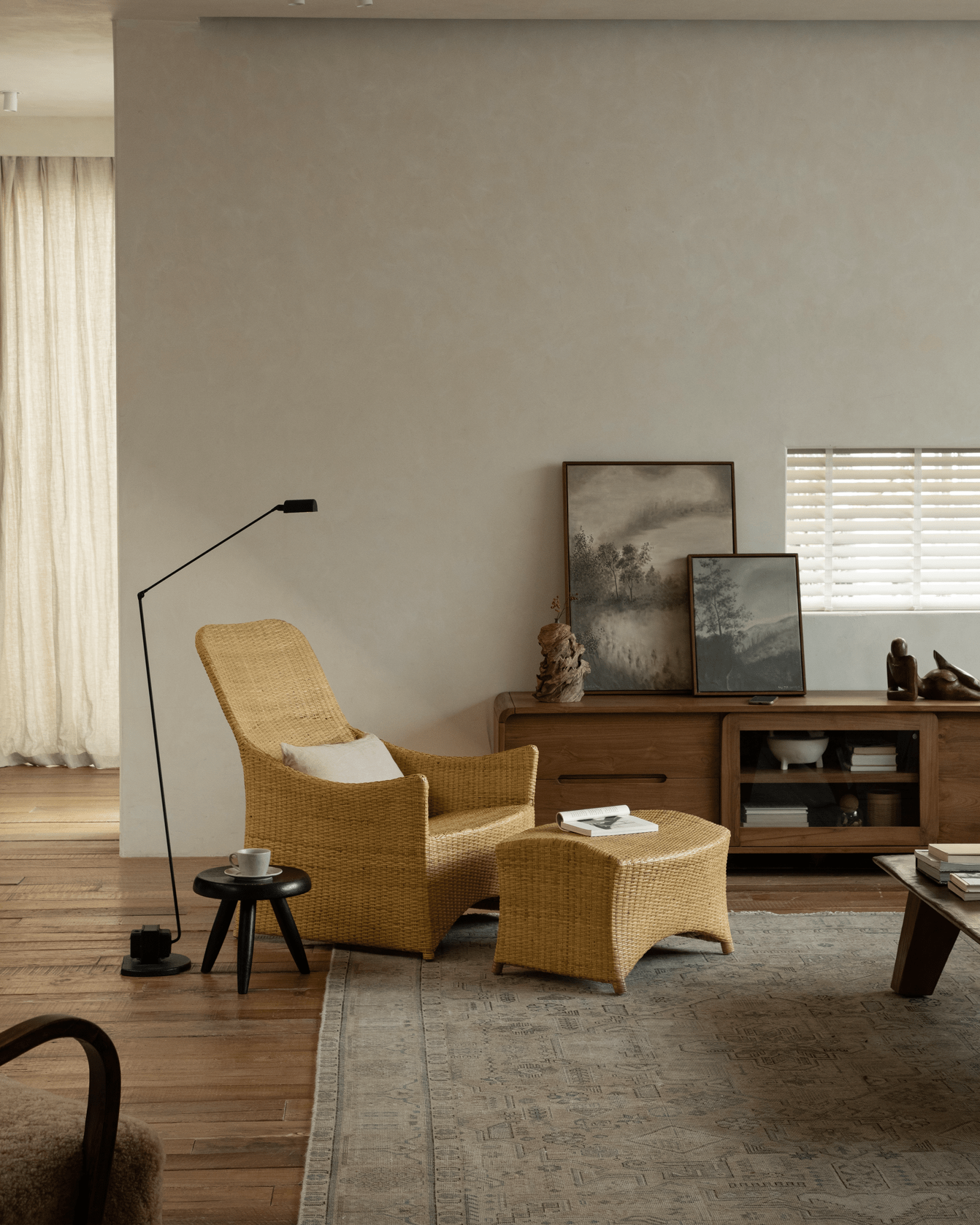 Gleit-Loungesessel aus Rattan