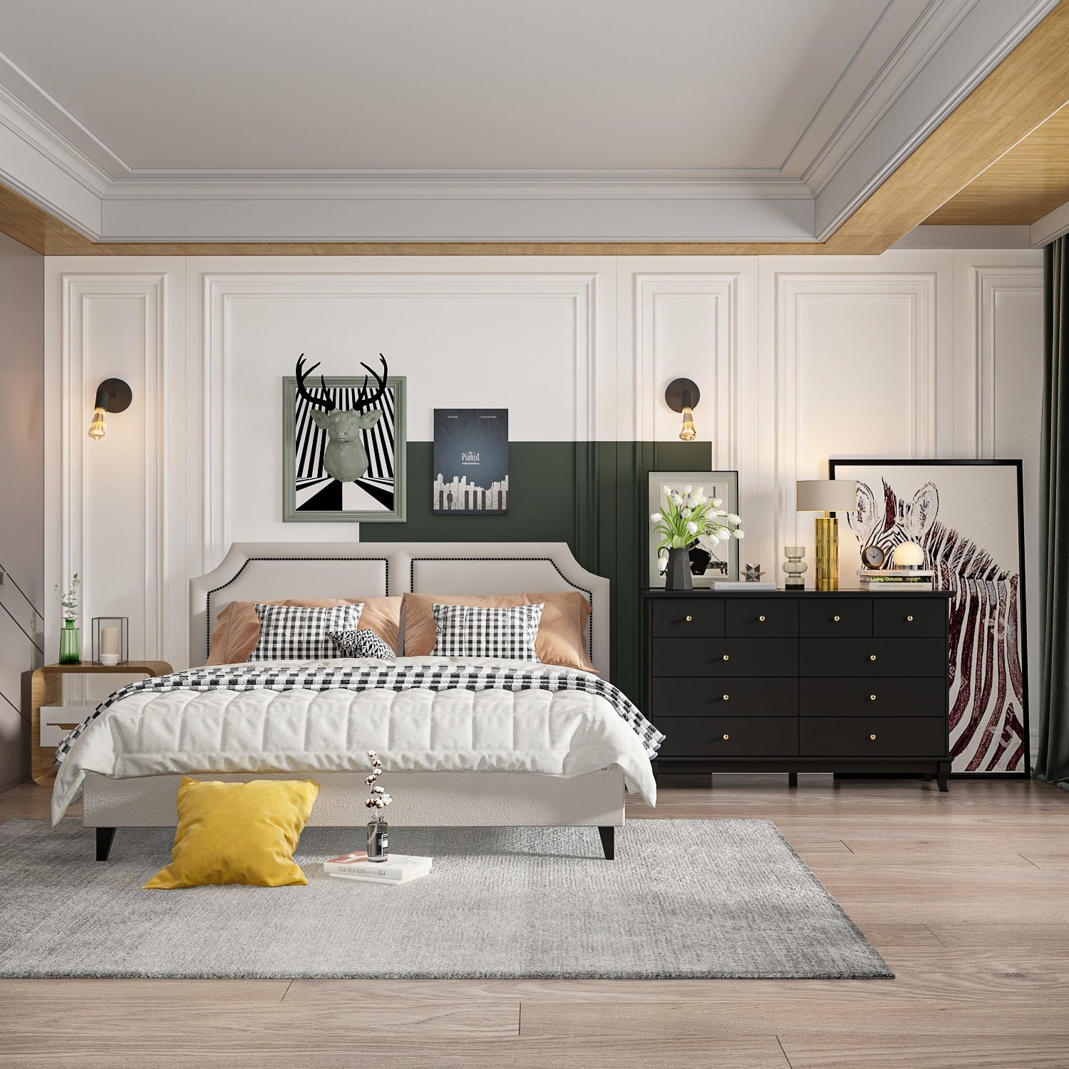 Doppelkommode mit 10 Schubladen für das Schlafzimmer, weiß, viel Stauraum