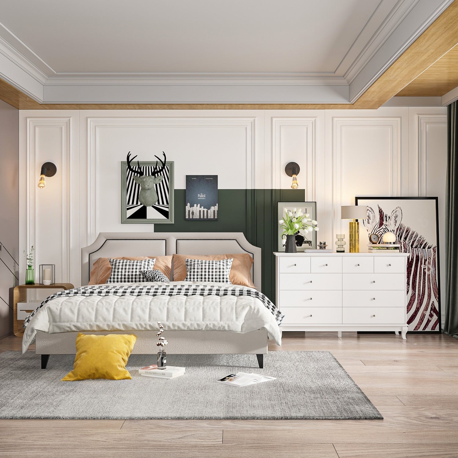 Doppelkommode mit 10 Schubladen für das Schlafzimmer, weiß, viel Stauraum