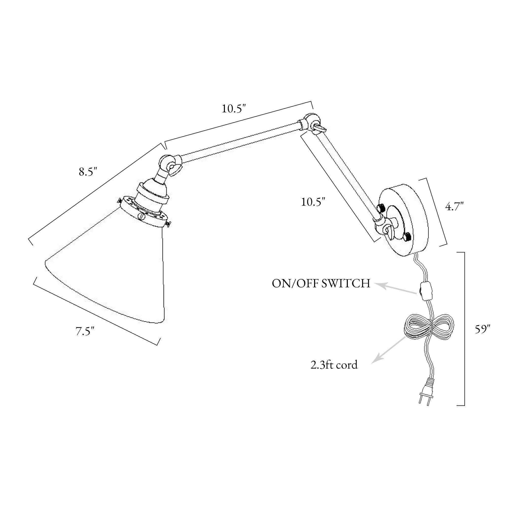 2er-Set moderne Schwenkarmleuchten, verstellbare, festverdrahtete Wandleuchten mit Stecker
