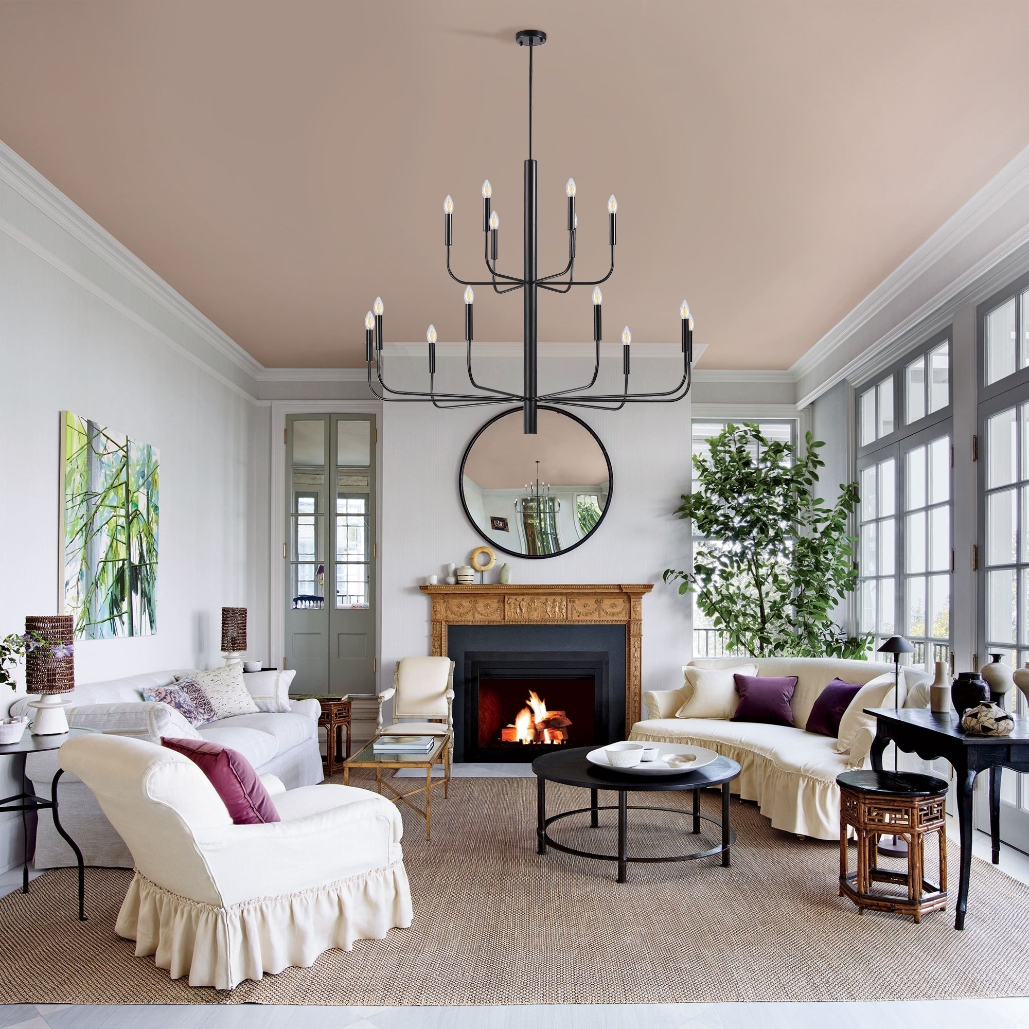 Minimalistischer Kerzenleuchter mit 15 Leuchten, 2-stufig, antikes Design – 48