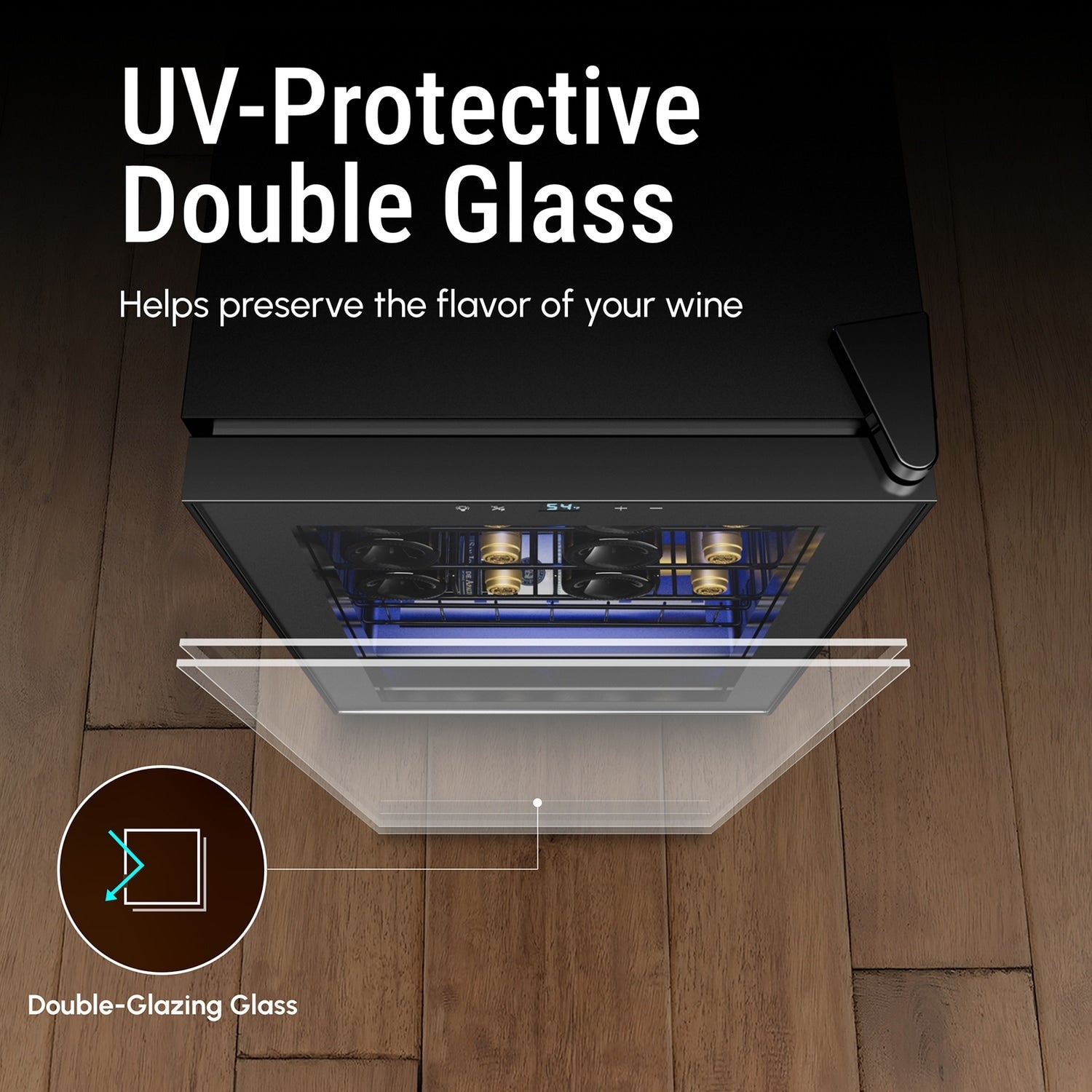 17-Zoll-Wein-/Getränkekühlschrank, 20 Flaschen, freistehend, digitale Temperaturregelung