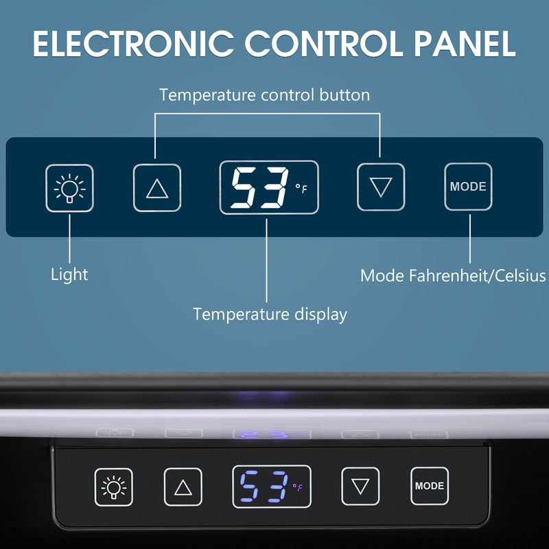 Getränkekühlschrank (1,3 Kubikfuß) – Mini-Kühlschrank für 48 Dosen und 12 Flaschen, Glastür, elektronische Touch-Steuerung