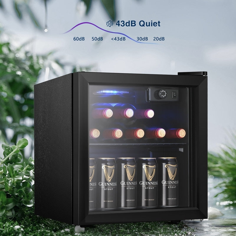 Getränkekühlschrank (1,3 Kubikfuß) – Mini-Kühlschrank für 48 Dosen und 12 Flaschen, Glastür, Drehknopfsteuerung