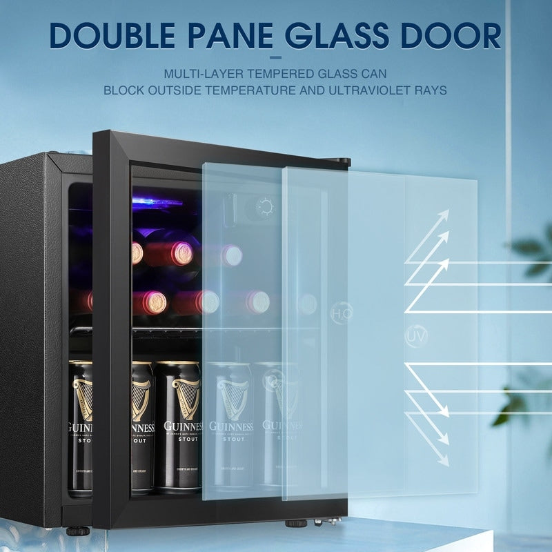 Getränkekühlschrank (1,3 Kubikfuß) – Mini-Kühlschrank für 48 Dosen und 12 Flaschen, Glastür, Drehknopfsteuerung